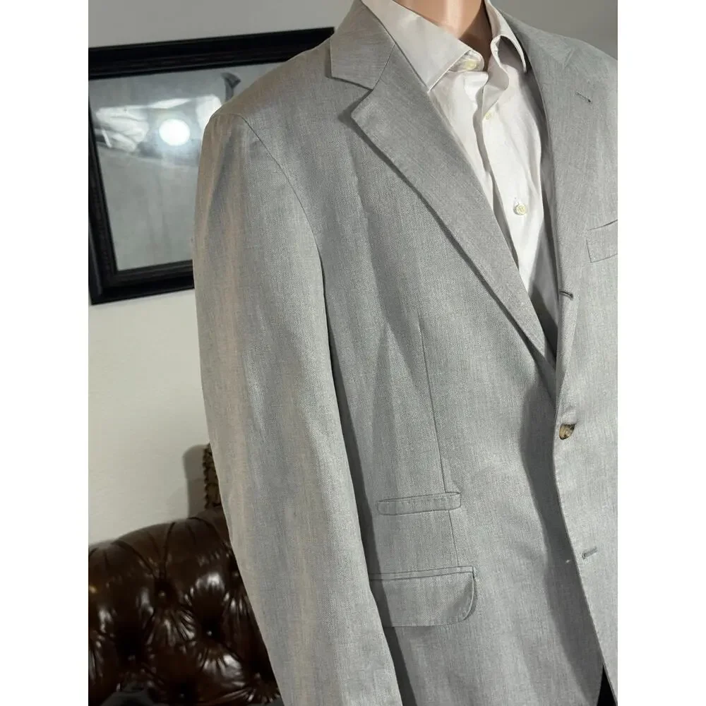 Brunello Cucinelli Gray Cotton Birdseye Nailhead Blazer Sportcoat 54IT 42R US